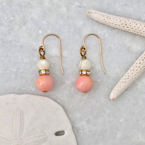 Peach Coral & MOP Earrings