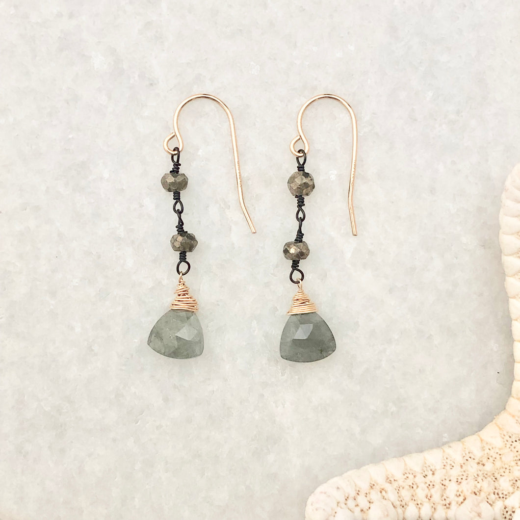 Sausalito Earrings ~ moss aquamarine