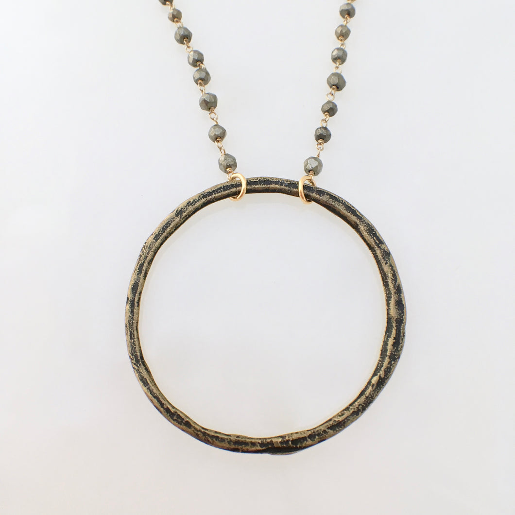 Large Organic Circle Necklace - Bronze