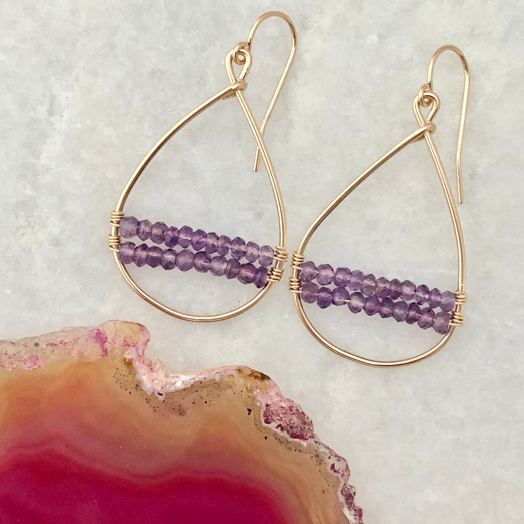 Paris Woven Hoop Earrings ~ Amethyst