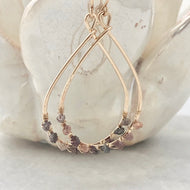 Chocolate Diamond Teardrop Hoop Earrings