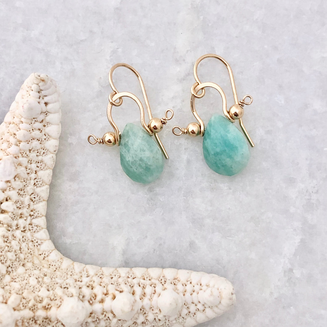 Amazonite and gold fill earring