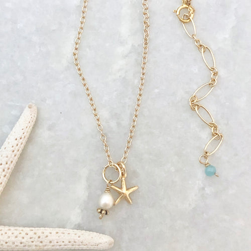 Sea Star Charm Necklace ~ gold