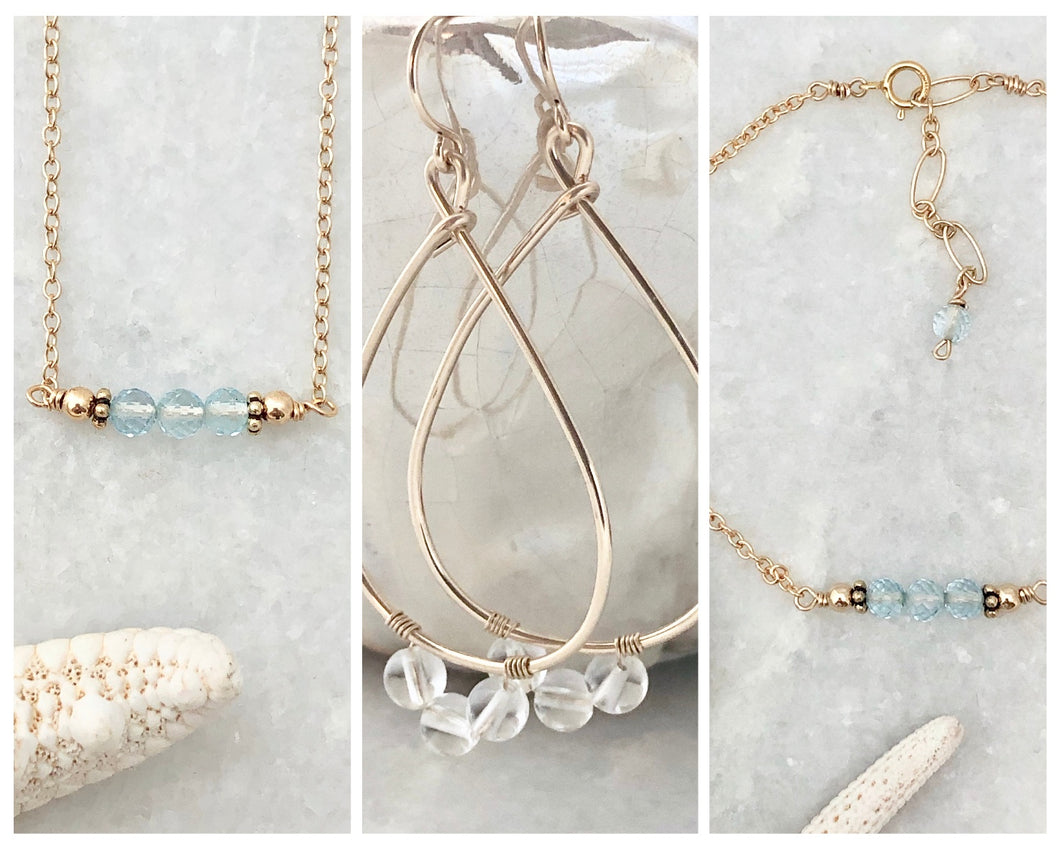 Bahama Birthstone Gift Set ~ necklace, bracelet & earrings