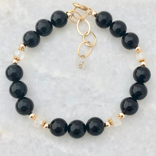 Black Onyx and Moonstone Bracelet