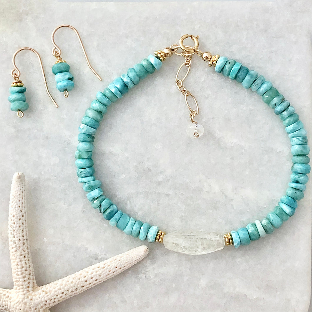 Lanai Larimar Heishi Bracelet & Earring Gift Set