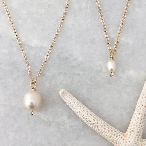 Big & little simple pearl necklaces