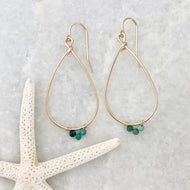 Large Gemstone Teardrop Hoop Earrings