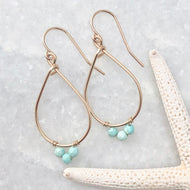 Small Gemstone Teardrop Hoop Earrings
