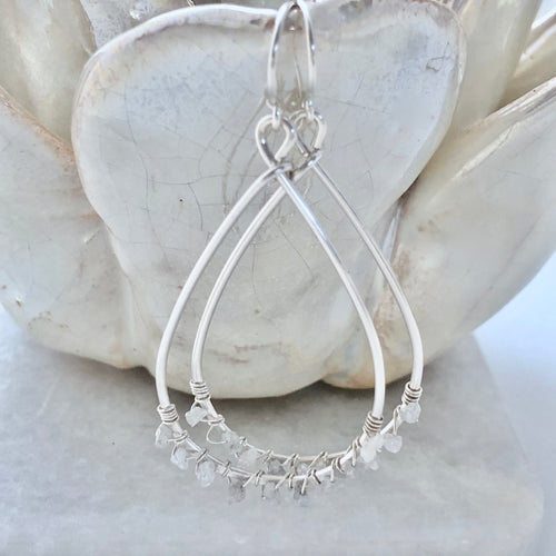 Silver Sands White Diamond Hoop Earrings