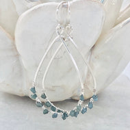 Silver Sands Blue Diamond Hoop Earrings