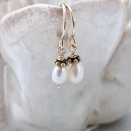 Tahiti Tiny Embellished Pearl Earrings